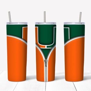 Miami Hurricanes - Zipper 20 Oz Skinny Sublimated Tumbler